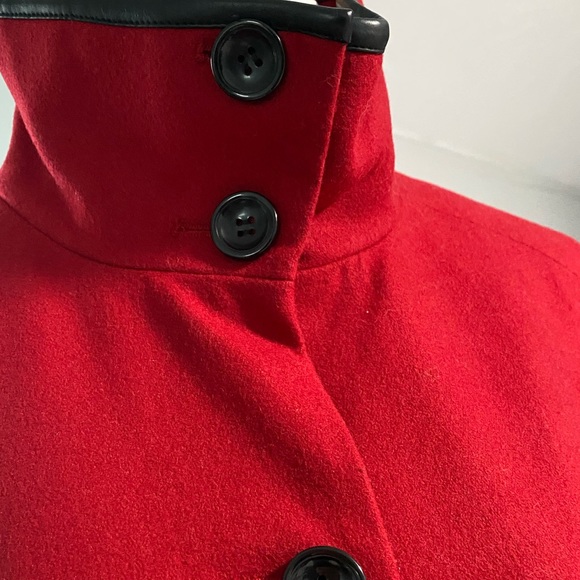 Holiday Best, leather trimmed red winter coat - Picture 6 of 11
